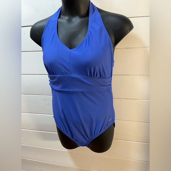 SPEEDO • Blue Halter One-Piece Swimsuit • Size 18 - Picture 3 of 7